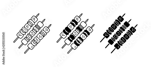 Canvas Print Kebab Icons Set, Skewers Food Vector Graphics, Grilled Meat Symbols