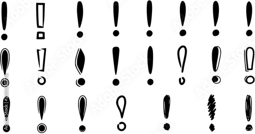 Photos Set of diverse exclamation mark vector icons