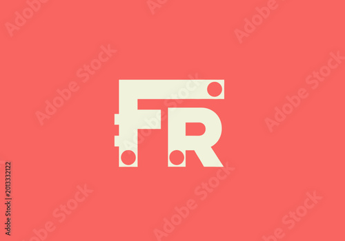 Creative initial letters FR logo design in flat style