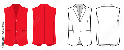 Foto Sleeveless tailored vest blazer with structured silhouette and button closure creating fitted waist shape clean contour seams classic proportions