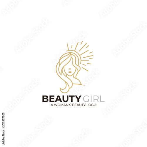 Beauty girl logo template, salon logo template, line style design