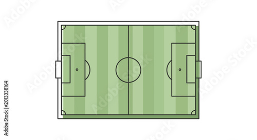 Foto Soccer field green grass pitch layout.
