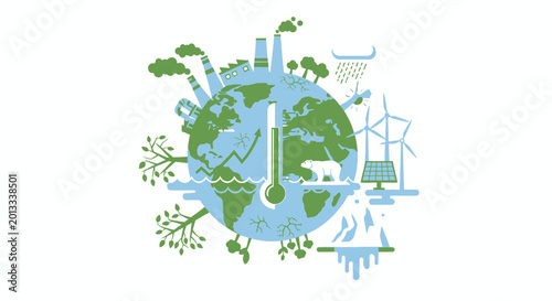 Photos Global warming and climate change flat vector illustration