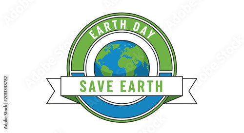 Fotografie Earth Day Save Planet Awareness Logo.