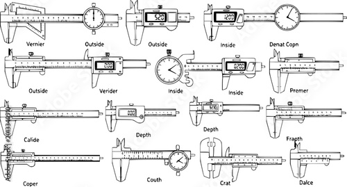 Photos Variety of Caliper Types and Measurement Tools Illustrated