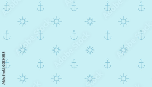 Foto Hand-drawn vintage marine anchor and compass sketch pattern vector illustration