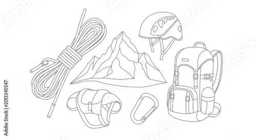 Fotografie Climbing equipment and mountain gear.