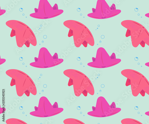 Foto Diseño vectorial de verano, patrón sin costuras de estrellas de mar de dibujos a