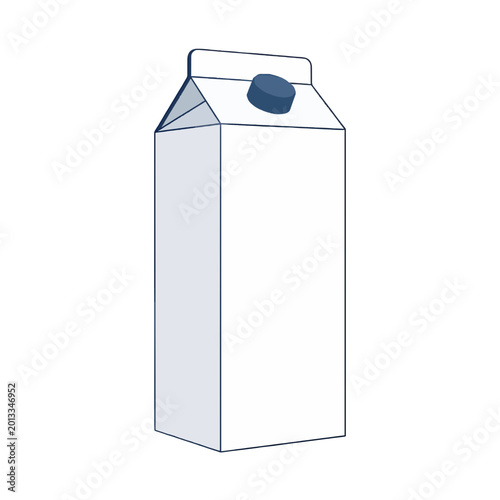 Simple minimalist line art illustration of a white beverage carton with a secure screw cap, ideal for dairy products or juice packaging concepts and branding