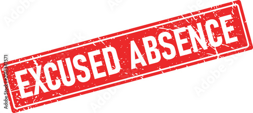 Cuadro en lienzo Excused Absence rubber stamp impression in red with white distressed text on a c