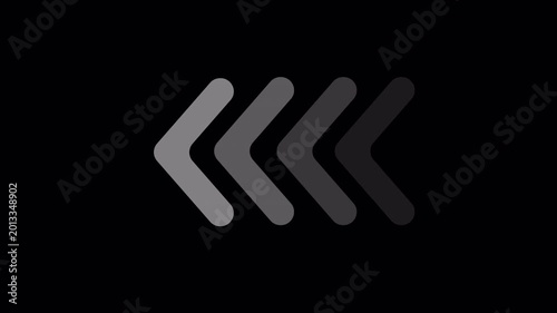 Animated White Leftward Chevron Sequence for Dynamic Swipe. 4K Video