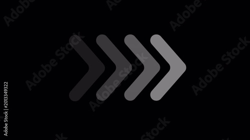 Animated White Rightward Chevron Sequence for Dynamic Swipe. 4K Video