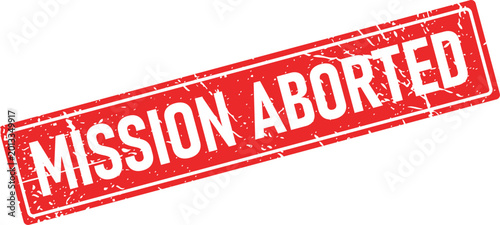 Fotografie Vintage red rectangular rubber stamp with distressed white text saying Mission A