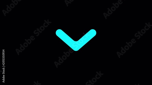 Bouncing Downward Cyan Arrow Indicator for Dynamic Swipe. 4K Video