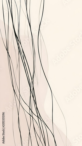diseño de fondo claro con lineas negras delgadas decorativas a un costado con espacio de copia elegante y minimalista