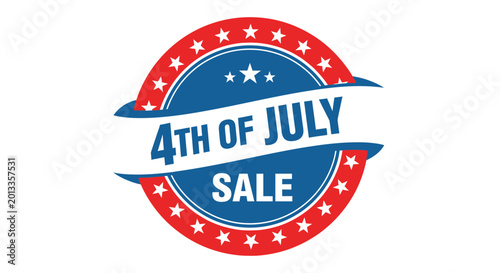4th of July Sale Emblem - American Independence Day Celebration Discount