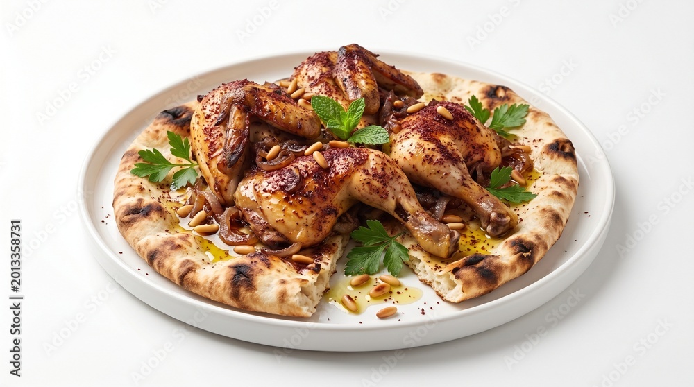 Fototapeta premium Palestinian musakhan chicken on flatbread