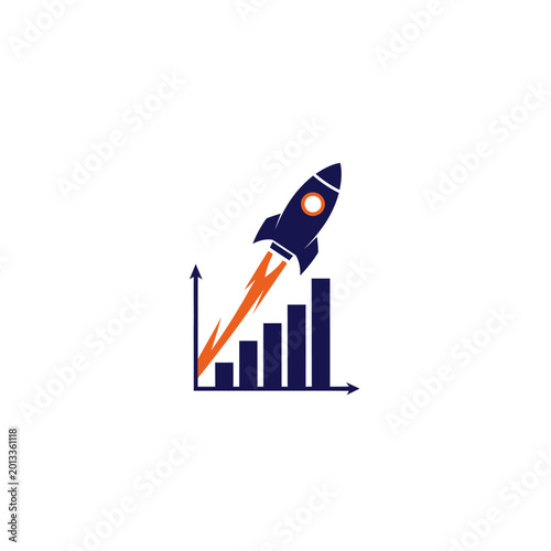 Rocket launching from financial graph symbolizing business growth and success