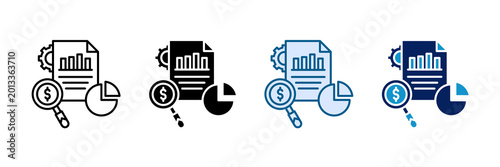 Fotografi Financial Analysis Icon Set Multiple Style Collection