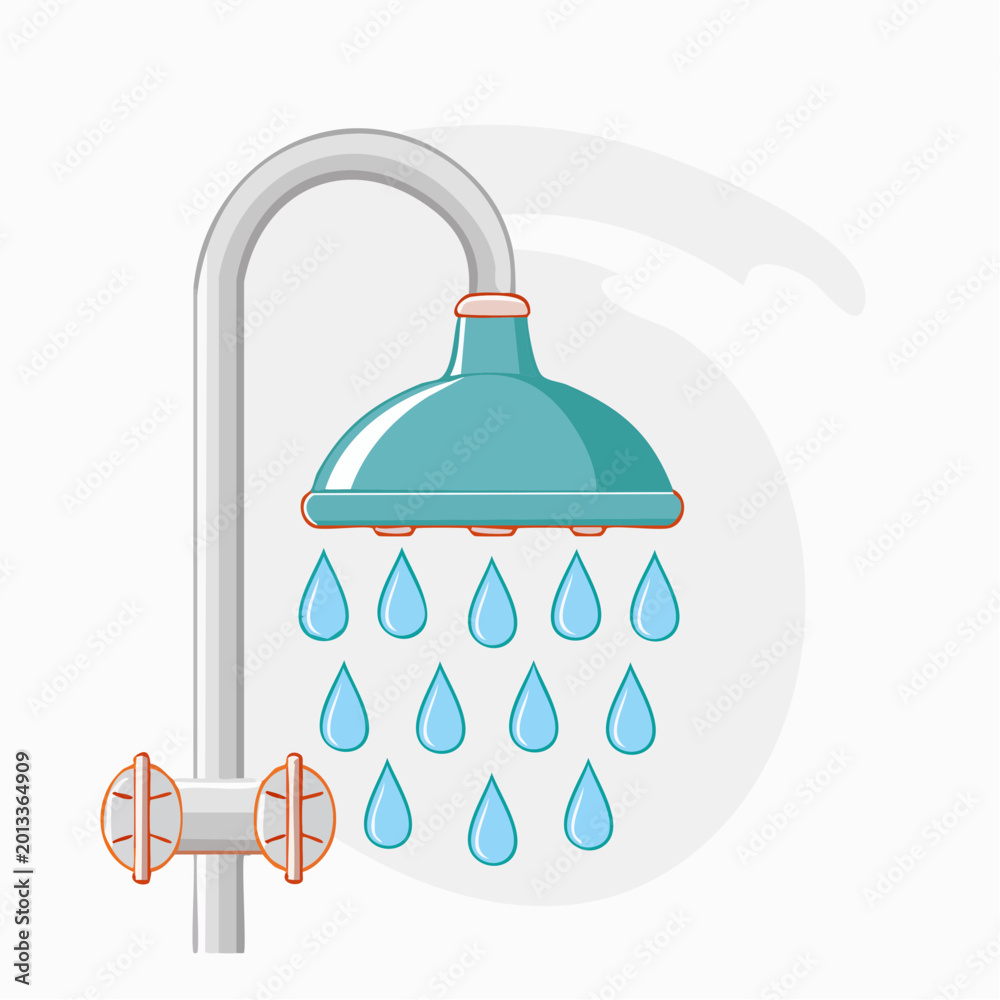Fototapeta premium Modern Shower Head with Flowing Water Drops