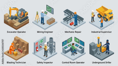 Tableau sur toile Mining industry professionals at work.
