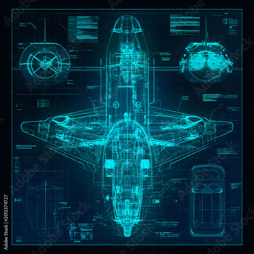 Detailed technical blueprint of an advanced futuristic spacecraft, showcasing intricate internal schematics and complex engineering for revolutionary travel or advanced propulsion concepts