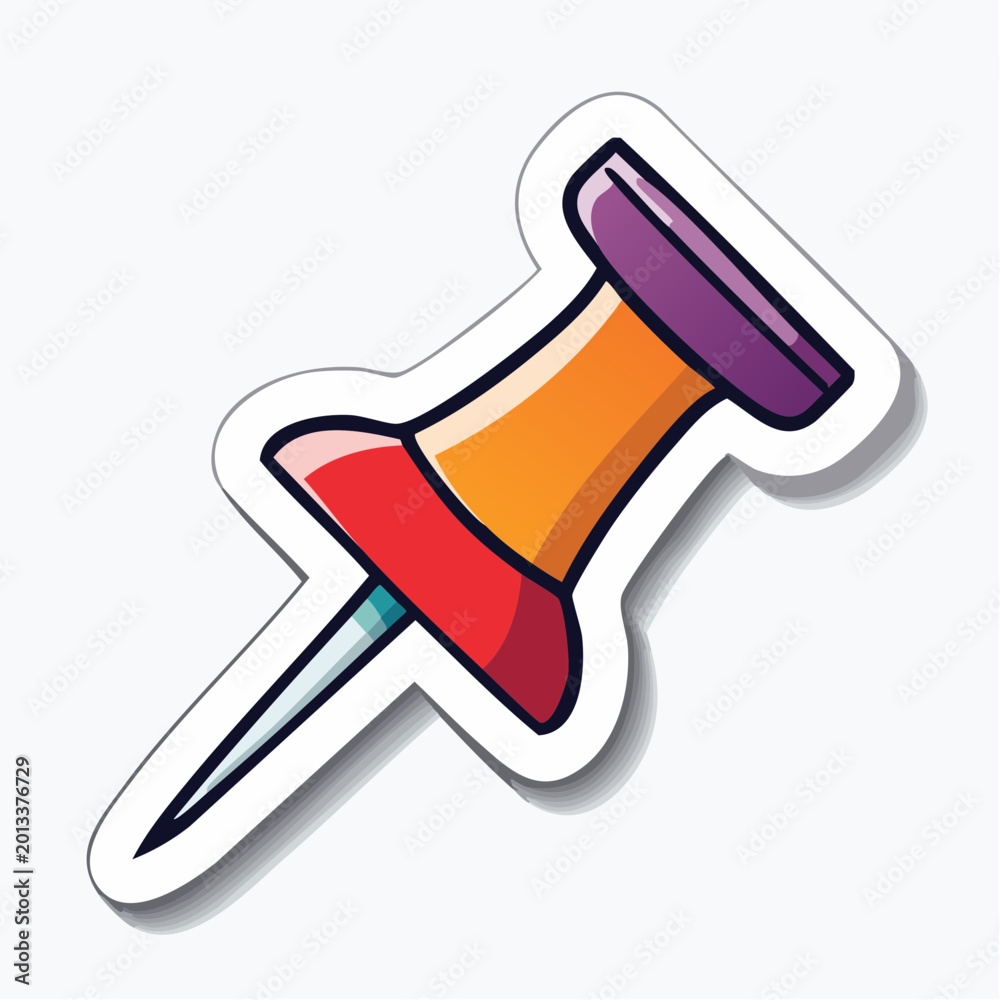 Fototapeta premium Cartoon Thumbtack Sticker