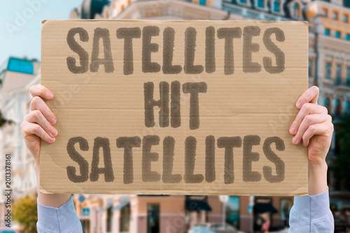 Cuadro en lienzo "Satellites Hit Satellites" Cascading orbital collisions risk rendering entire altitude bands unusable