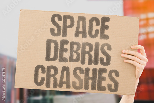 Schilderij op canvas "Space Debris Crashes" Orbital collisions generate exponentially multiplying debris fragments