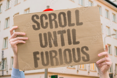 Quadro su tela "Scroll Until Furious" Social media sessions escalate emotional intensity toward outrage reliably