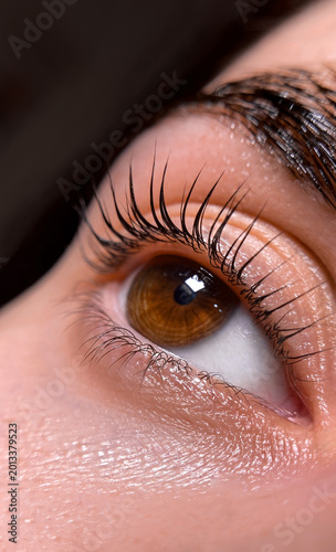 Foto Lash lamination procedure eyelash lifting and beauty eye close-up