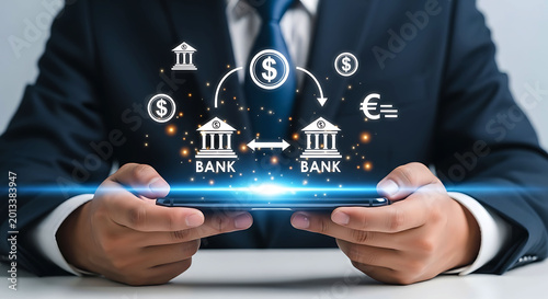 Digital Banking Money Transfer And Online Financial Transaction Technology Concept