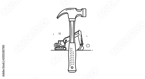 Foto Hammer with handle and metal head.