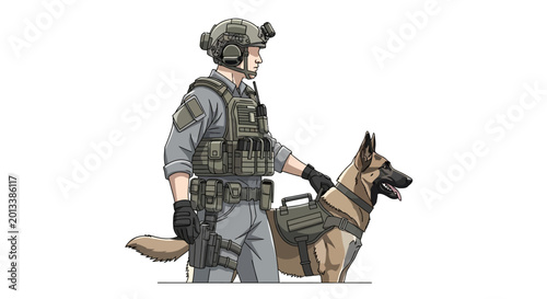 Soldier with Military Police Dog.