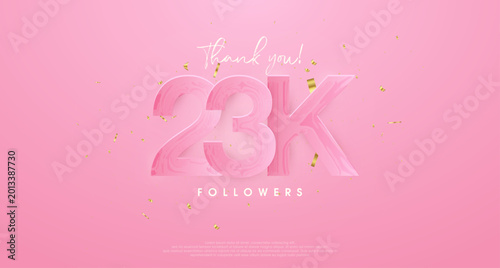 Fotografie pink background to say thank you very much 23k followers.