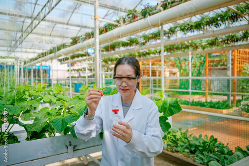 Obraz na plátně Agricultural Scientist Conducting Experiments in Intelligent Greenhouse