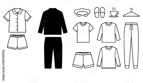Minimal sleepwear pajama template simple apparel vector illustration isolated on white background
