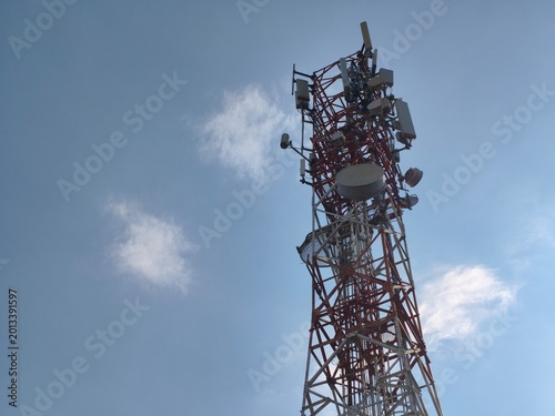 telecommunication tower with antennas, 2g, 3g, 4g, 5g 