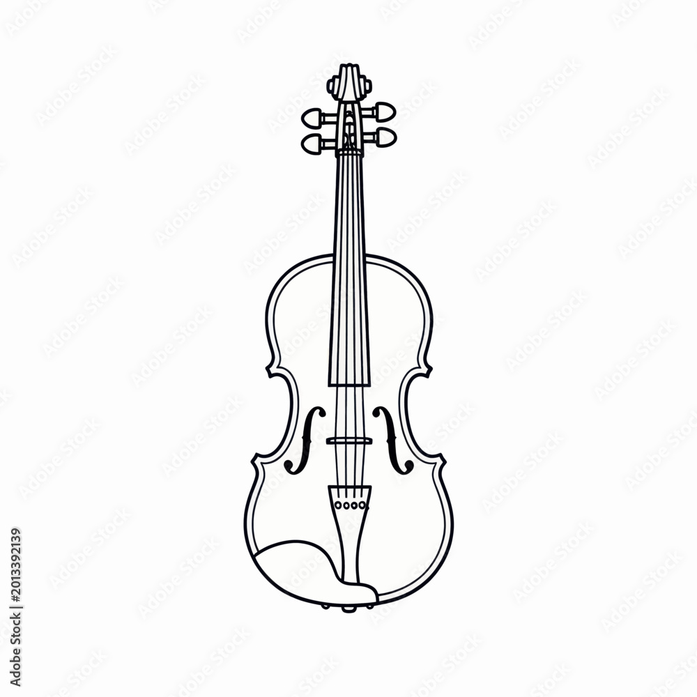 Fototapeta premium Outline of a Classical Violin Instrument Drawing Illustration