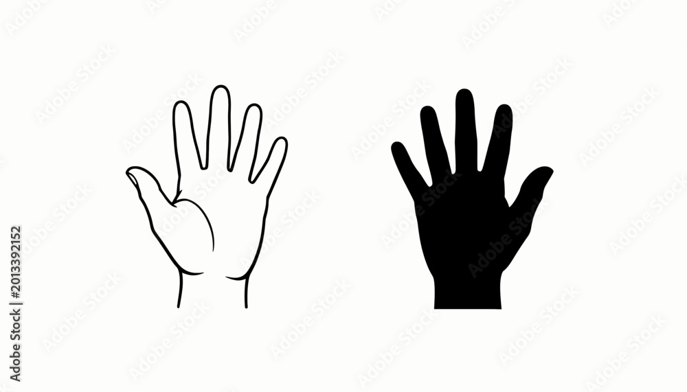 Obraz premium Outline Drawing of a Hand Waving in the Air Sketch Style