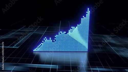 Glowing Blue Dot Graph Showing Digital Data Flow and Growth