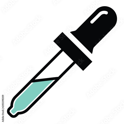 Quadro su tela Eye dropper with green liquid inside  simple medical icon icon