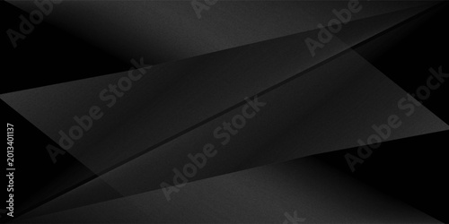 Modern black white abstract background. Minimal. Gradient. Dark grey banner with geometric shapes, lines, stripes, triangles. Design. Futuristic. Cut paper or metal effect.vector eps10