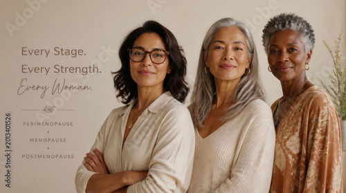 empowered women journey through perimenopause menopause postmenopause health wellness diverse ages support unity