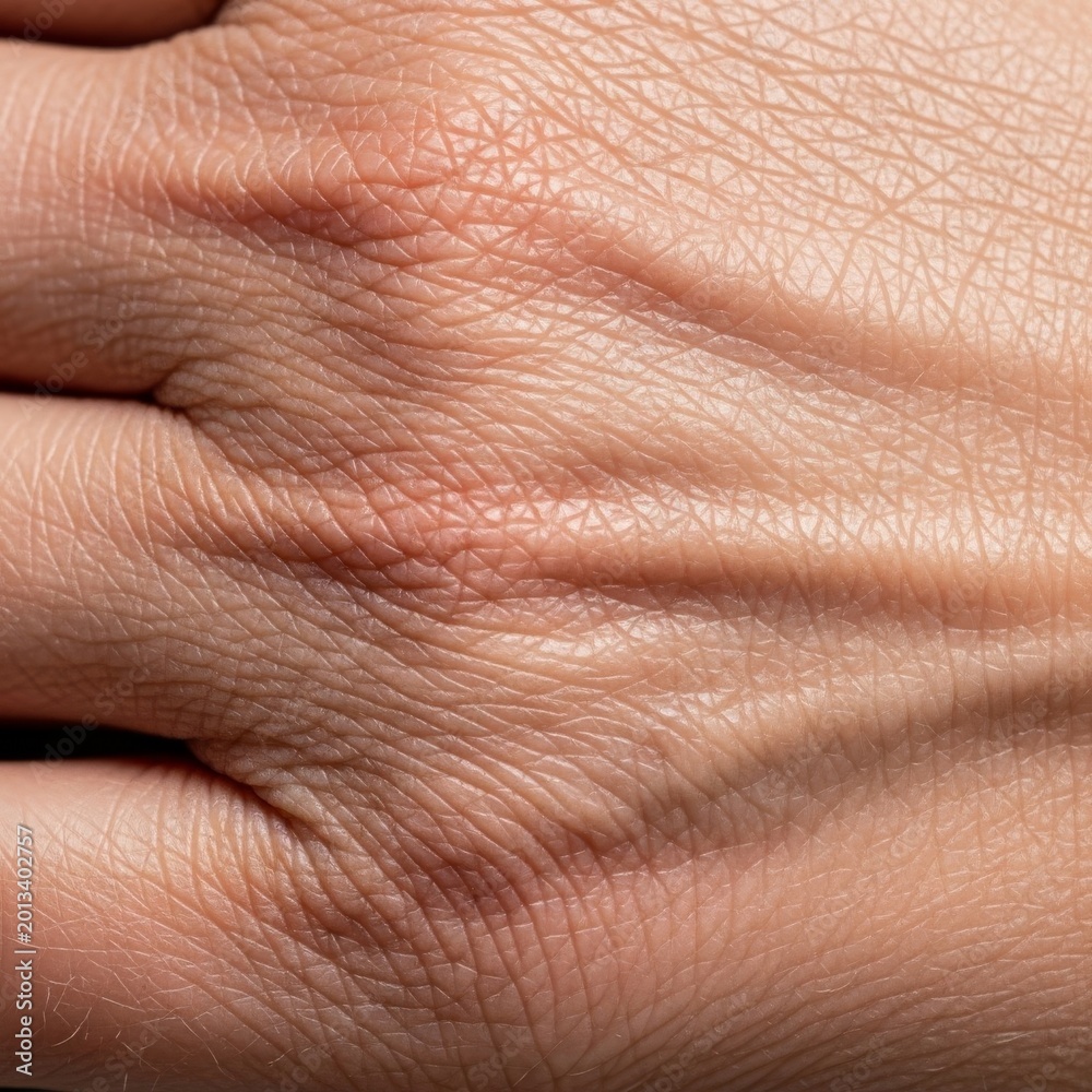 Fototapeta premium Extreme close-up of maturing skin showcasing a complex map of deep lines and soft folds, illustrating the natural evolution of bone structure, skin, history, grooves