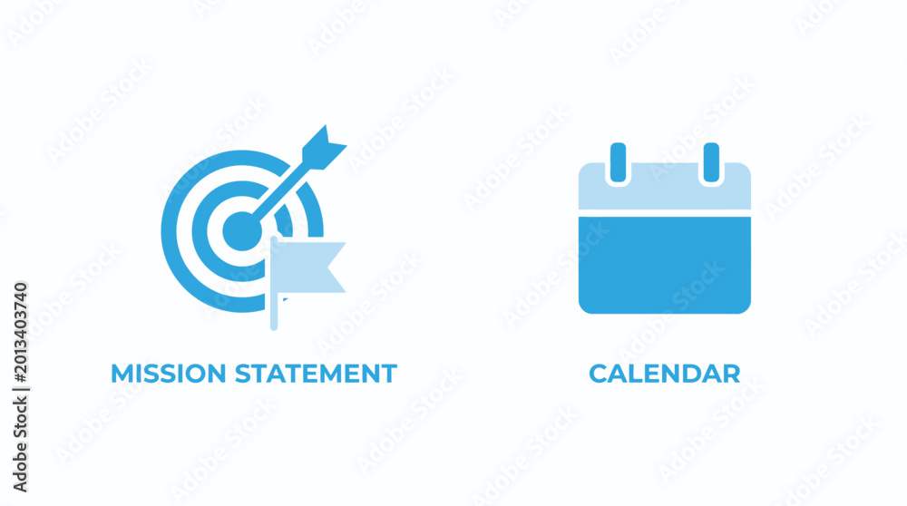 Obraz premium Vector graphic illustration of Mission statement and calendar icons Vector