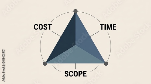 Project management triangle diagram illustrating cost time and scope relationships