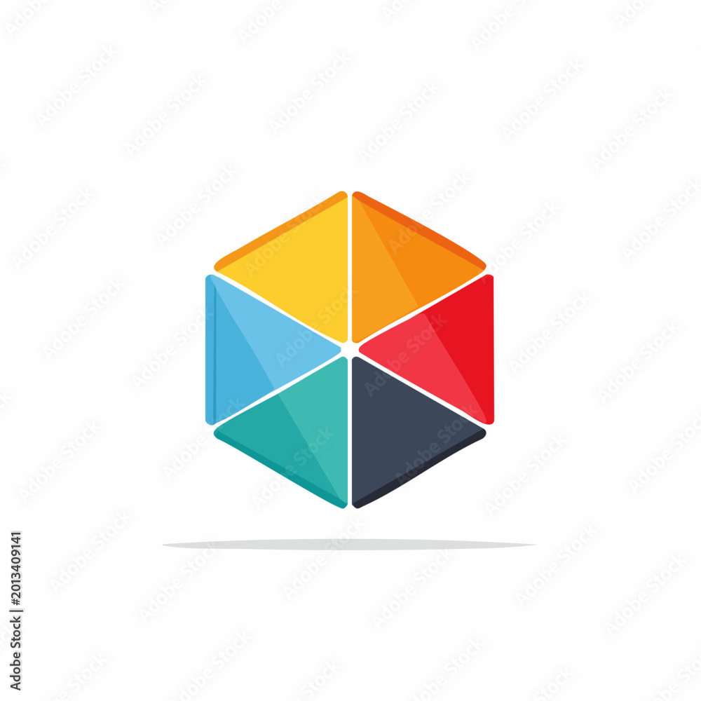 Fototapeta premium Colorful Hexagon Logo Design with Geometric Triangles