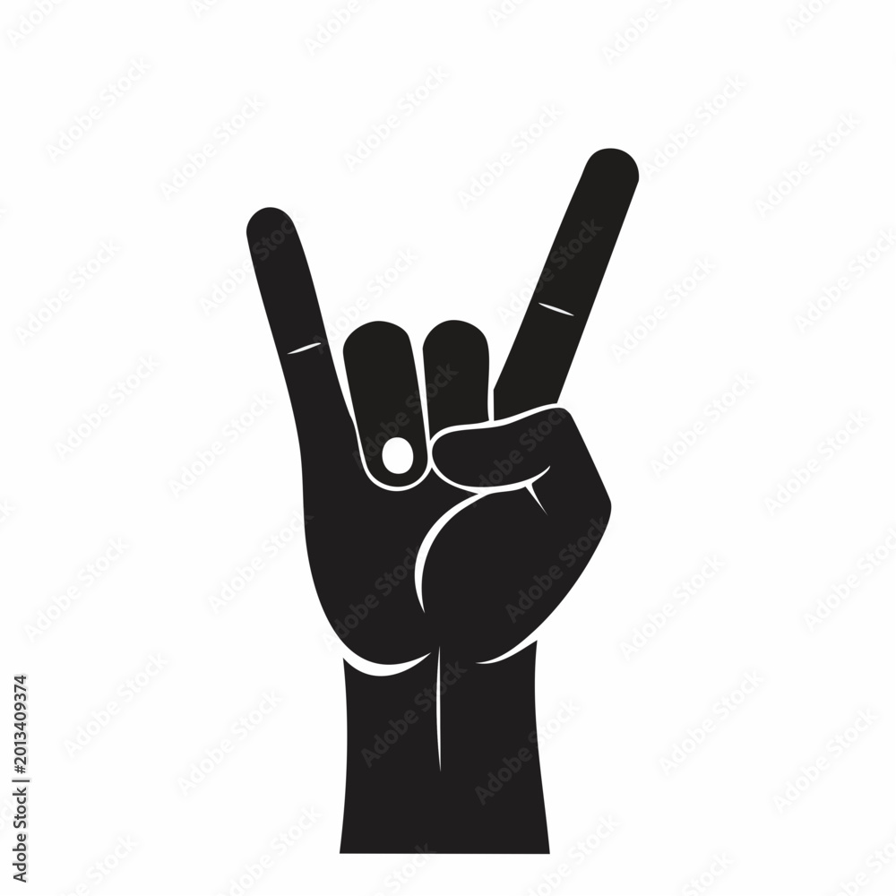 Fototapeta premium Rock On Hand Gesture Silhouette