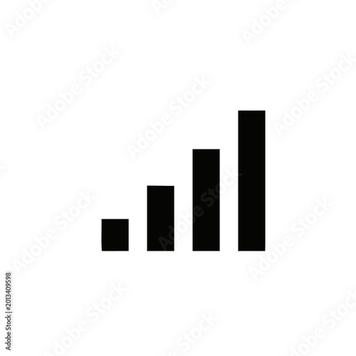 Signal strength bars display increasing connectivity quality for mobile devices and wireless networks as a clear indicator of data performance.
